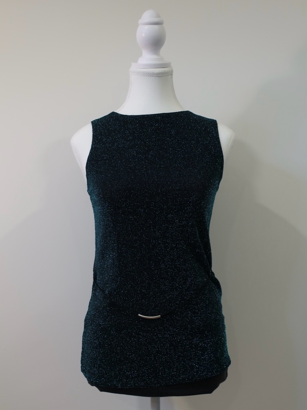 VTG Daniel Laurent Blue & Black Metallic Shimmer Tunic Top Cyber Y2K Small